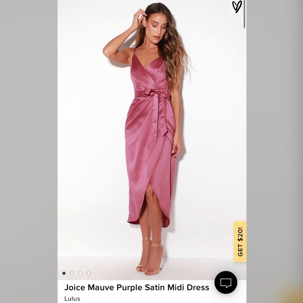 NWT Lulu’s Joice Mauve Purple Satin Midi Dress